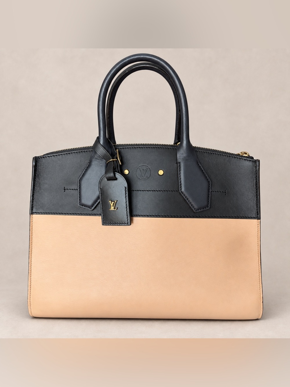 Louis Vuitton City Steamer MM Bicolor Calfskin Leather Tote Shoulder Bag